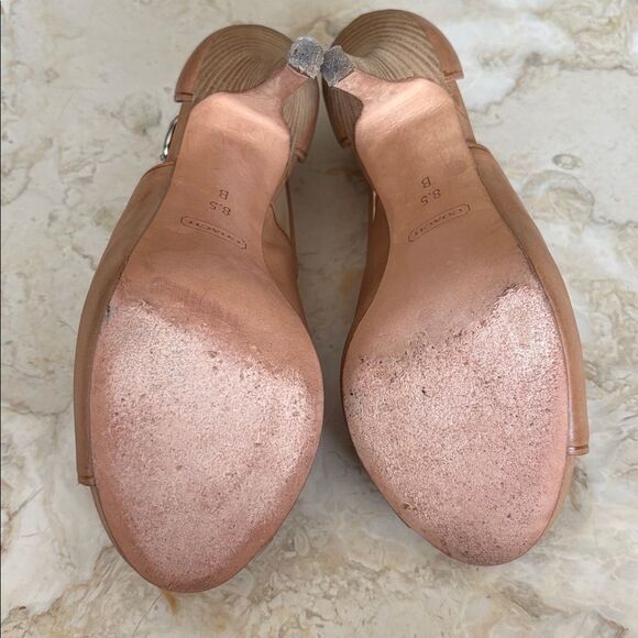 Coach Ashton Leather Peep Toe Platform Stiletto Heels - Picture 12 of 14